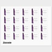 Sticker Carré Mariage à l'écriture dorée et violette Agate (Feuille)