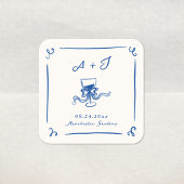 Sticker Carré Mariage à mâchoires bleues de la Marine