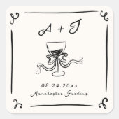 Sticker Carré Mariage à main fantaisiste (Devant)