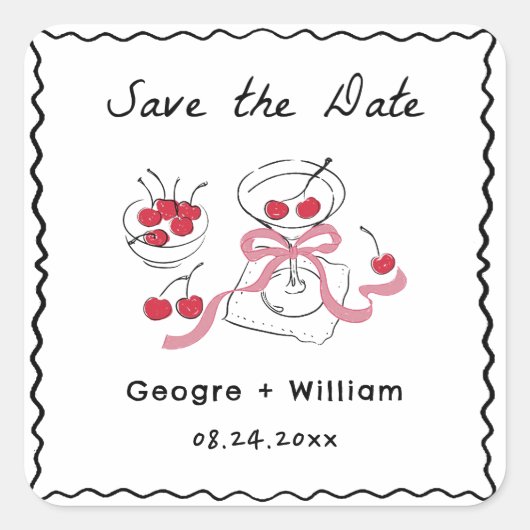 Sticker Carré Mariage à main moderne et capricieux (Devant)