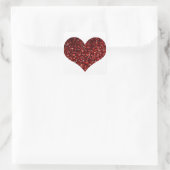 Sticker Carré Mariage à motif pailleté rouge scintillant coeur (Sac)