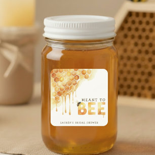 Sticker Carré Mariage Abeille Aquarelle Honeycomb Shower Nuptial