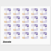 Sticker Carré Mariage Abstrait luxueux violet et doré (Feuille)
