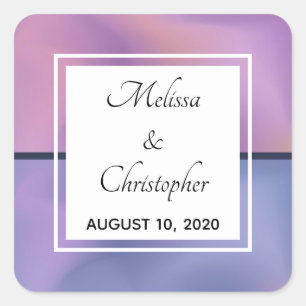 Sticker Carré Mariage Abstrait moderne violet et rose