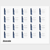 Sticker Carré Mariage Agate Bleu Nuit Argent Script (Feuille)