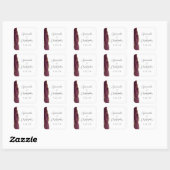 Sticker Carré Mariage Agate Bourgogne Or Script (Feuille)