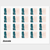 Sticker Carré Mariage Agate Géode Script Rose Doré Teinte Rose (Feuille)