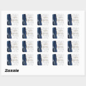 Sticker Carré Mariage Agate Marbre Bleu Nuit Or Script (Feuille)