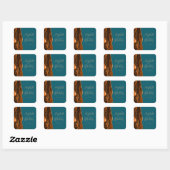 Sticker Carré Mariage Agate Oranger Brûlé Or Sarcelle (Feuille)