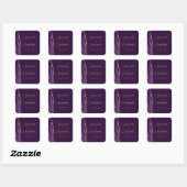 Sticker Carré Mariage Agate Violet Or Script Prune (Feuille)