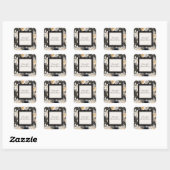 Sticker Carré Mariage animalier floral crème noir léopard (Feuille)