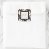 Sticker Carré Mariage animalier floral crème noir léopard (Sac)