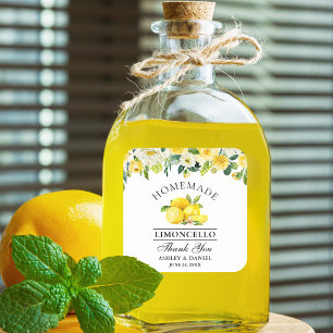 Sticker Carré Mariage aquarelle floral citrons limoncello