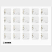 Sticker Carré Mariage Aquarelle moderne Fleurs blanches (Feuille)