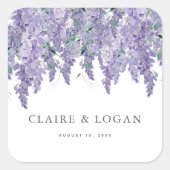 Sticker Carré Mariage aquarelle poussiéreux lilas (Devant)