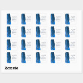 Sticker Carré Mariage Argent Bleu Royal Script Géode d'Agate (Feuille)
