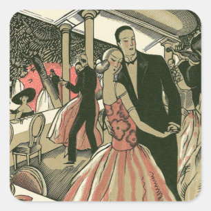 Sticker Carré Mariage Art Déco Vintage, Première Danse des Jeune