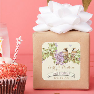 Sticker Carré Mariage au Lilas Pourpre