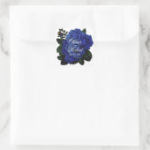 Sticker Carré Mariage aux roses bleu foncé élégantes (Sac)