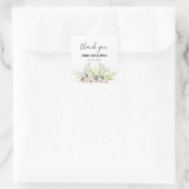 Sticker Carré Mariage blanc doux Calla Lily Merci Rose (Sac)