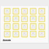 Sticker Carré Mariage blanc jaune Élégante calligraphie moderne (Feuille)