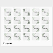 Sticker Carré Mariage Blanc Moderne avec un Minimum de Feuillage (Feuille)