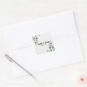 Sticker Carré Mariage Blanc Moderne avec un Minimum de Feuillage (Enveloppe)