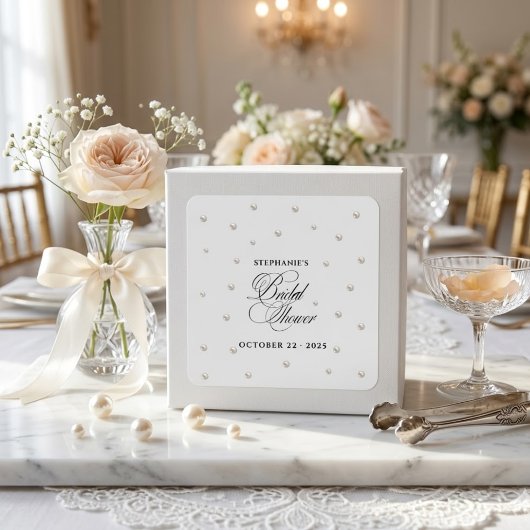Sticker Carré Mariage Blanc Perles de Shower
