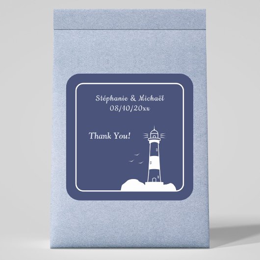 Sticker Carré Mariage bleu Lighthouse Navy