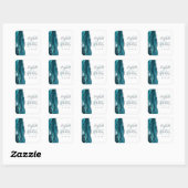 Sticker Carré Mariage bleu sarcelle écriture Agate Géode Argent (Feuille)