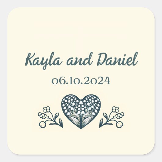 Sticker Carré Mariage Blooms Éternels Personnalisé (Devant)