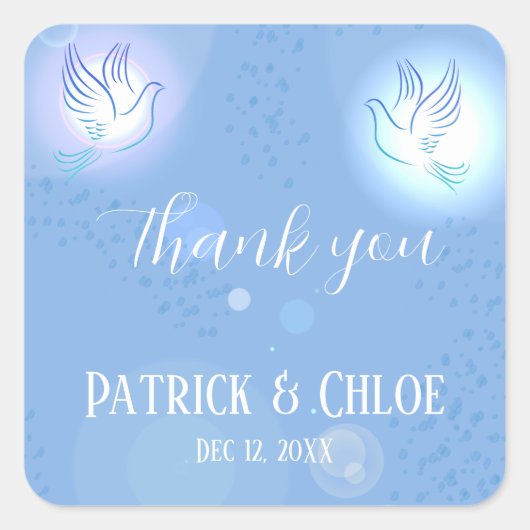 Sticker Carré Mariage Blue Lighting Dove (Devant)