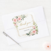 Sticker Carré Mariage bohème aux roses rose aquarelle (Enveloppe)