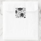 Sticker Carré Mariage Bohème Fête avec des Marguerites à l'Encre (Sac)