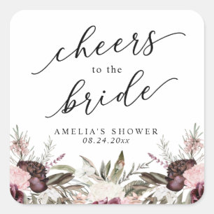 Sticker Carré Mariage Bohème Floral Bourguignon