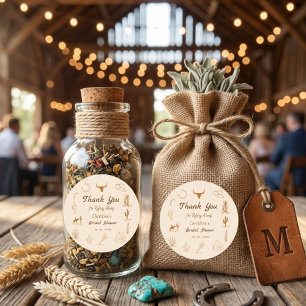 Sticker Carré Mariage bohème western Cow-boy Fête de fiançailles