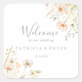Sticker Carré Mariage Boho Blush classique Accueil Fleur sauvage (Devant)
