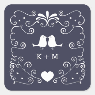 Sticker Carré Mariage Boho Swirls (couleur Arrière - plan modifi
