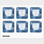 Sticker Carré Mariage botanique bleu gras (Feuille)