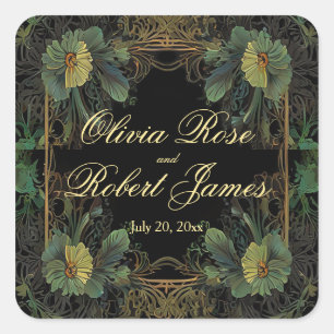 Sticker Carré Mariage botanique élégant victorien