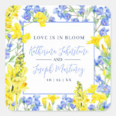 Sticker Carré mariage botanique jaune fleur sauvage (Devant)