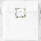 Sticker Carré Mariage botanique rose blanc vert Sage (Sac)