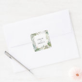 Sticker Carré Mariage botanique rose blanc vert Sage (Enveloppe)