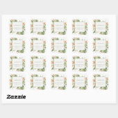 Sticker Carré Mariage botanique vert orange tropical (Feuille)