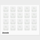 Sticker Carré Mariage botanique vert sauge simple (Feuille)