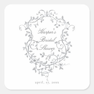 Sticker Carré Mariage bourgeois français victorien gris classe