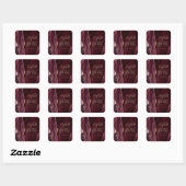 Sticker Carré Mariage Bourgogne Or Script Géode Agate (Feuille)
