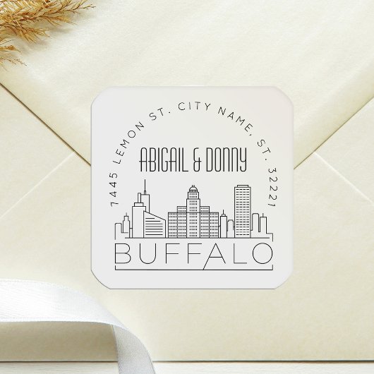 Sticker Carré Mariage Buffalo | Sceau d'enveloppe préadressé