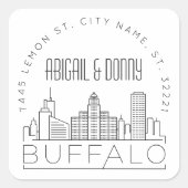 Sticker Carré Mariage Buffalo | Sceau d'enveloppe préadressé (Devant)