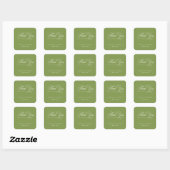 Sticker Carré Mariage Calligraphie Script Vert Ivoire Classique (Feuille)